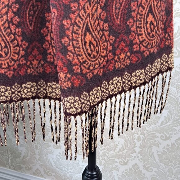 V. Fraas Cashmink 100% Acrylic Blanket Scarf Autumn Colors Paisley Fringe EUC - Picture 2 of 8